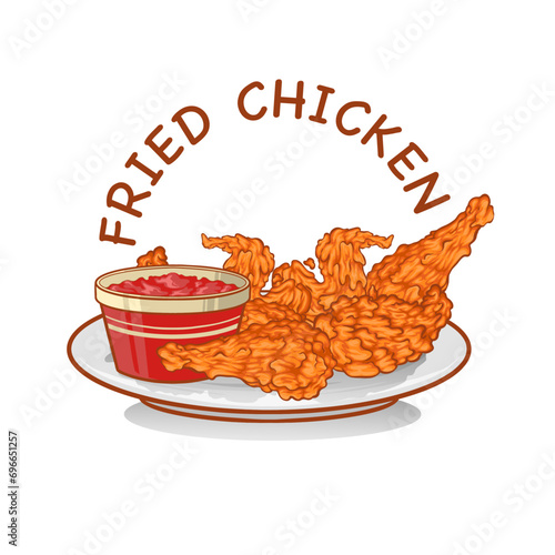 Fried chicken and sauce tomato  (ID: 696651257)