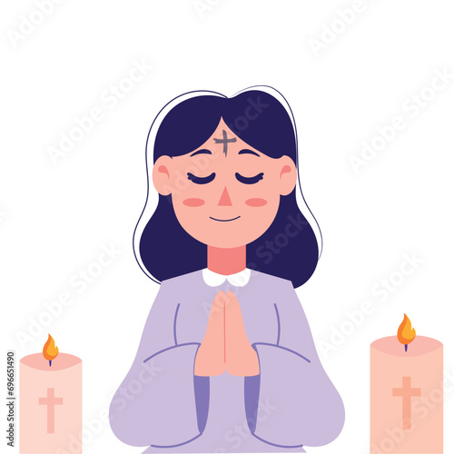 ash wednesday girl with candles