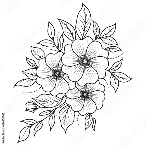 flower set with coloring petals flower
