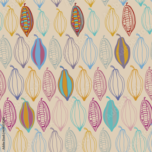 Colorful cacao vector pattern seamless design