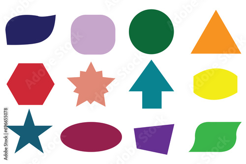 Basi geometric Colourful shapes icon set. Vector illustration, flat Desig.