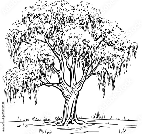 Willow tree sketch drawing