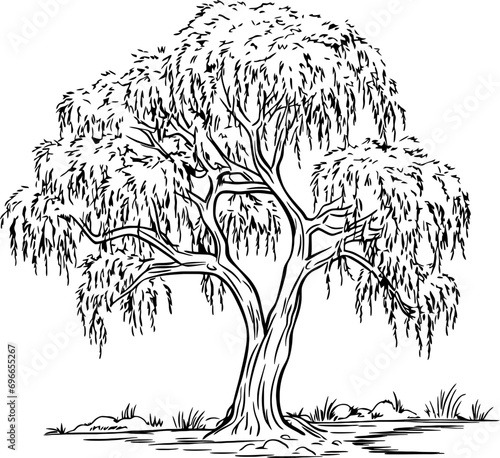 Willow tree sketch drawing