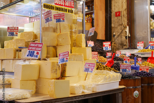 turkey istanbul 19 july 2023. cheese market in eminonu  photo