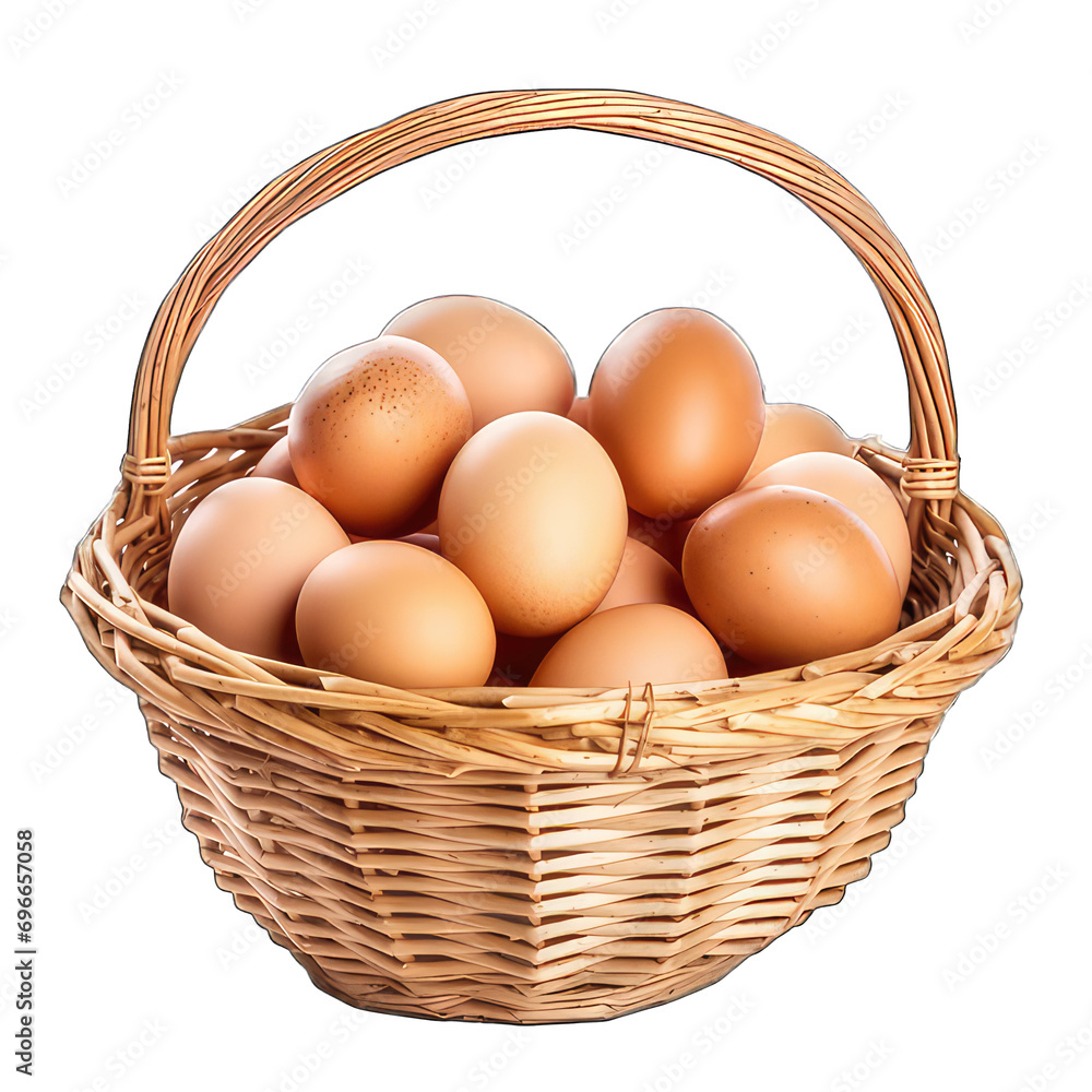 eggs in a basket isolated on white eggs in a basket isolated on white