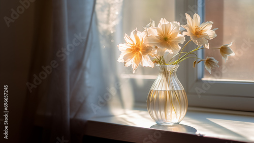 Morning Light with Blooming Flower