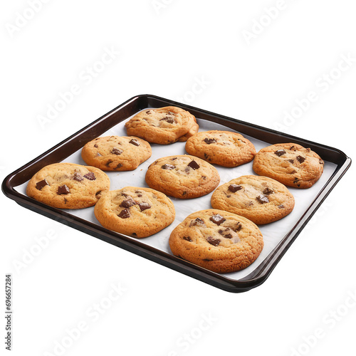 Baked cookies tray isolated on white