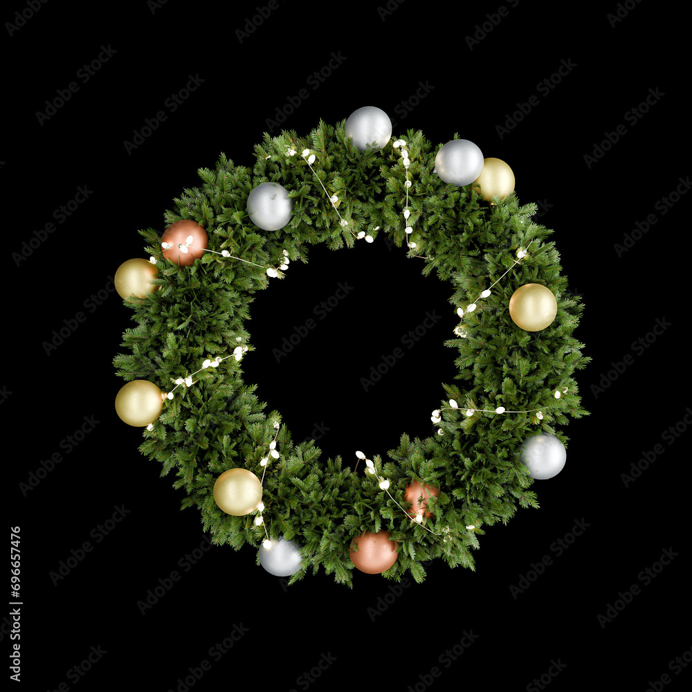 circle Christmas frame tree on black background. circle Christmas frame tree on black background.