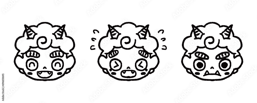 赤鬼のいろいろな表情イラストセット_モノクロ
赤鬼のいろいろな表情イラストセット_モノクロ