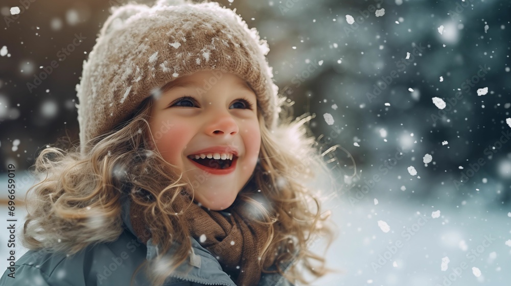 Image of a child with a radiant smile, savoring the first snowfall. Image of a child with a radiant smile, savoring the first snowfall.