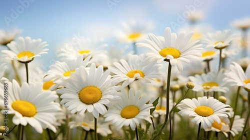 Image of a field filled with white daisy blooms.