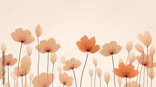 flower Line art background. Abstract minimal flower design © BornHappy