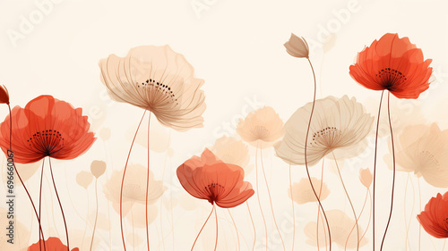 flower Line art background. Abstract minimal flower doodle