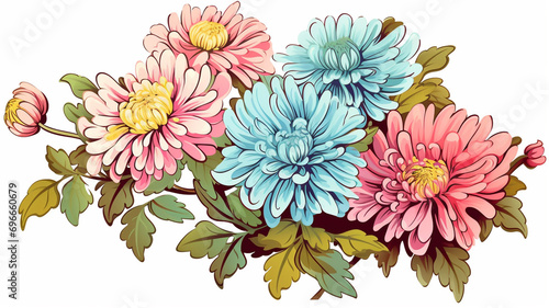 Vector Chrysanthemum floral botanical flowers design decor illustration