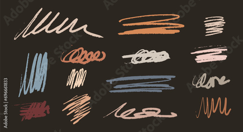 charcoal or chalk drawing pencil curly line set. Grunge pen scribbles collection. squiggles and shapes hand drawn . pencil lines and doodles vector. Rough crayon strokes