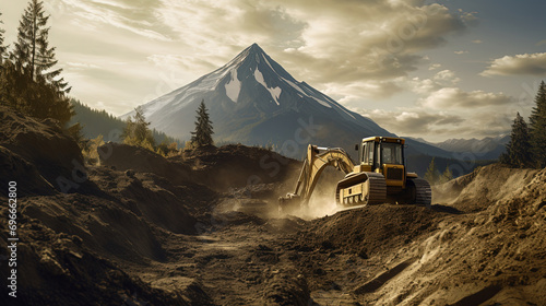 Majestic Bulldozer Sculpting Nature s Forest s and the Rich of Earth  Unveiling the Secrets of the Mine
