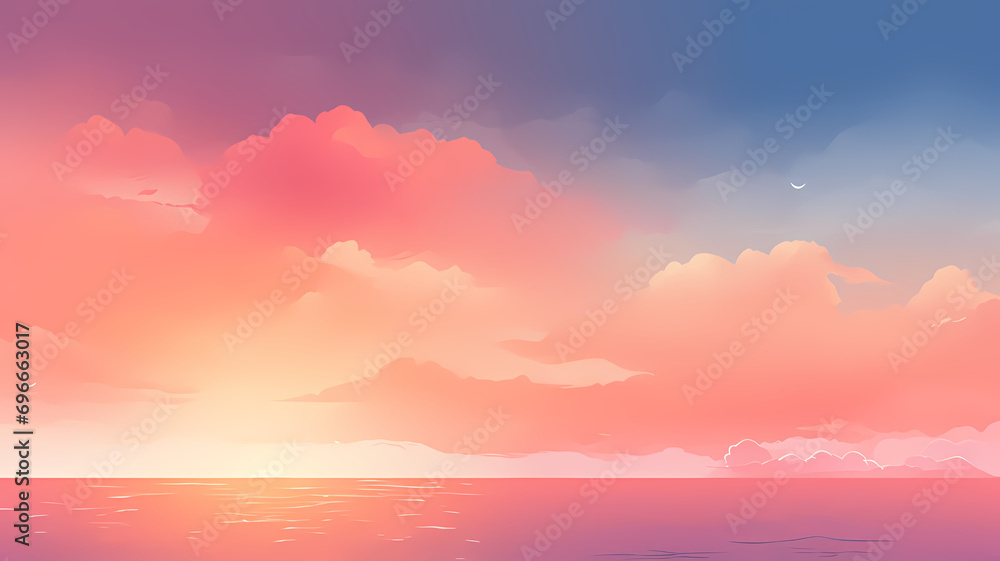 sunset landscape gradient art for a background or wallpaper, copy space for text