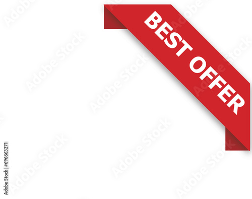 best offer red corner ribbon with text illustration for web and mobile