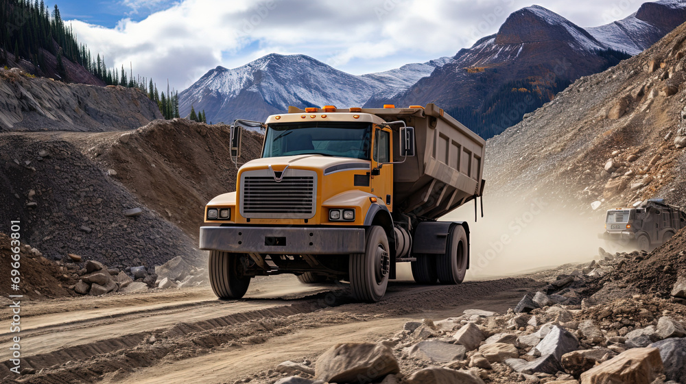 Truck Carrying of Dump Construction Strength of Rock Transportation