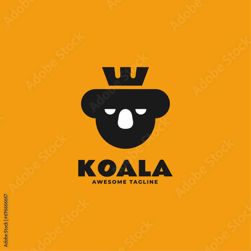 Vector Logo Illustration Koala Silhouette Style. photo