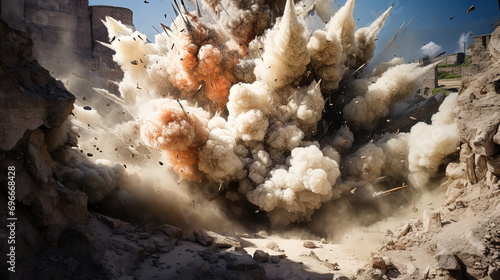 Dynamic Detonation, The Power of Explosives to Break Up Rock Formations in a Mining photo