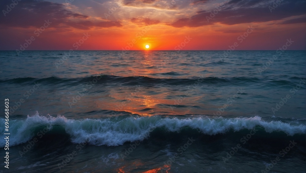 Sea at sunset. Generative AI Sea at sunset. Generative AI