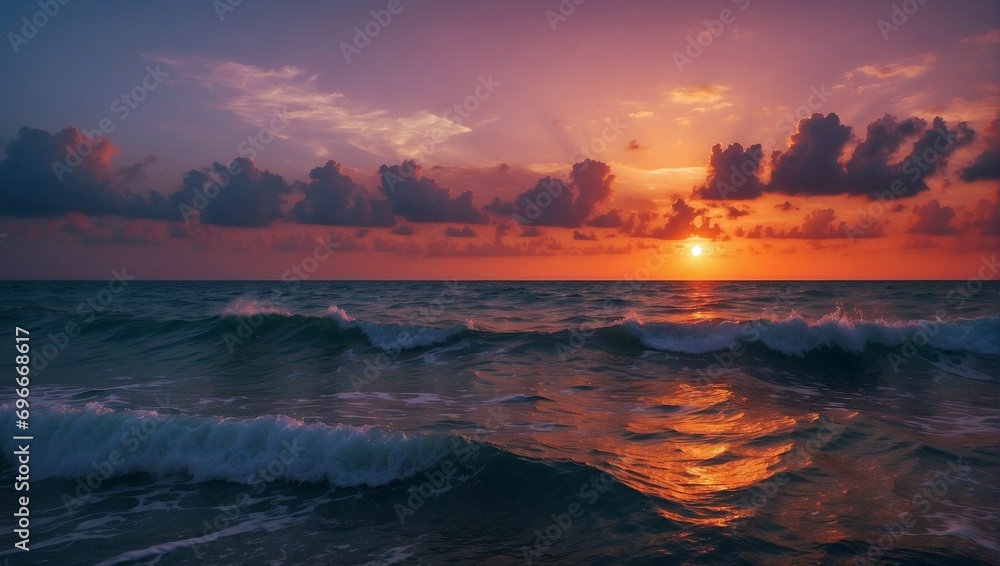 Sea at sunset. Generative AI