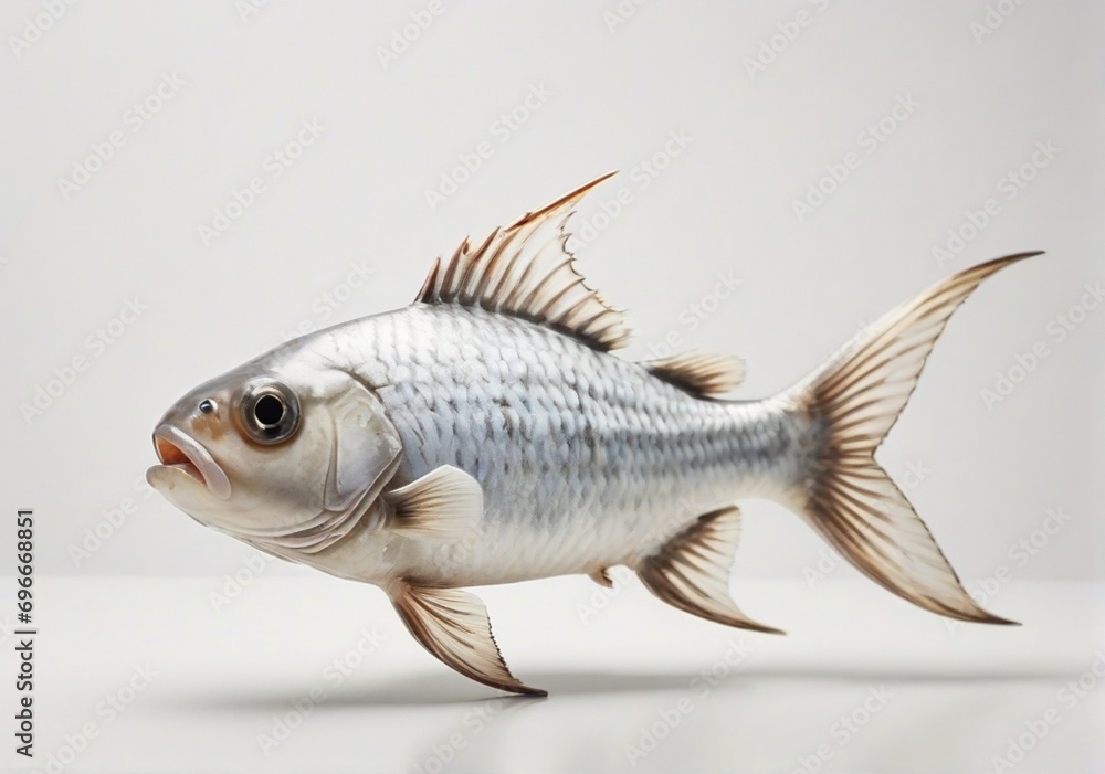 Fototapeta premium A fish on plain white background from AI Generative