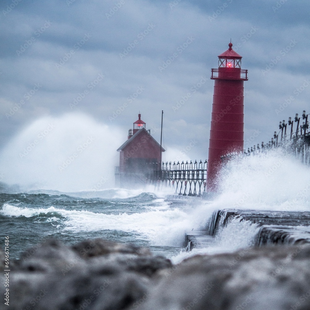 lighthouse on the coast of Michigan 
