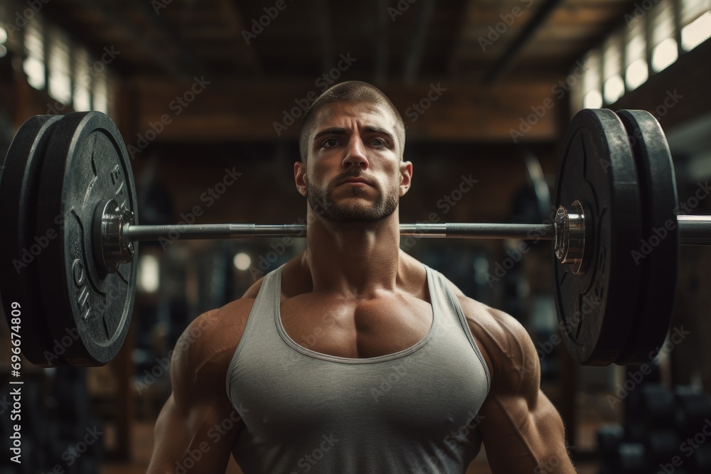 Portrait Of A Young Physically Fit Man Working Out Biceps - Dumbbell Concentration Curls, A weightlifter man practicing with barbells at the gym, top section cropped, faces not revealed, AI Generated Portrait Of A Young Physically Fit Man Working Out Biceps - Dumbbell Concentration Curls, A weightlifter man practicing with barbells at the gym, top section cropped, faces not revealed, AI Generated