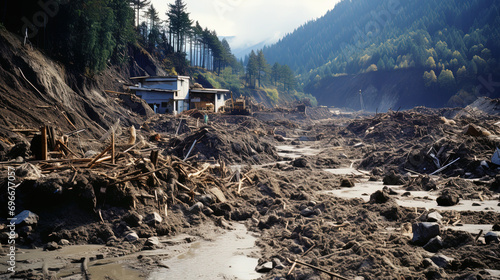 Impact of Landslide Forces, Indications of Damage, and the Dynamic Shifting Terrain photo