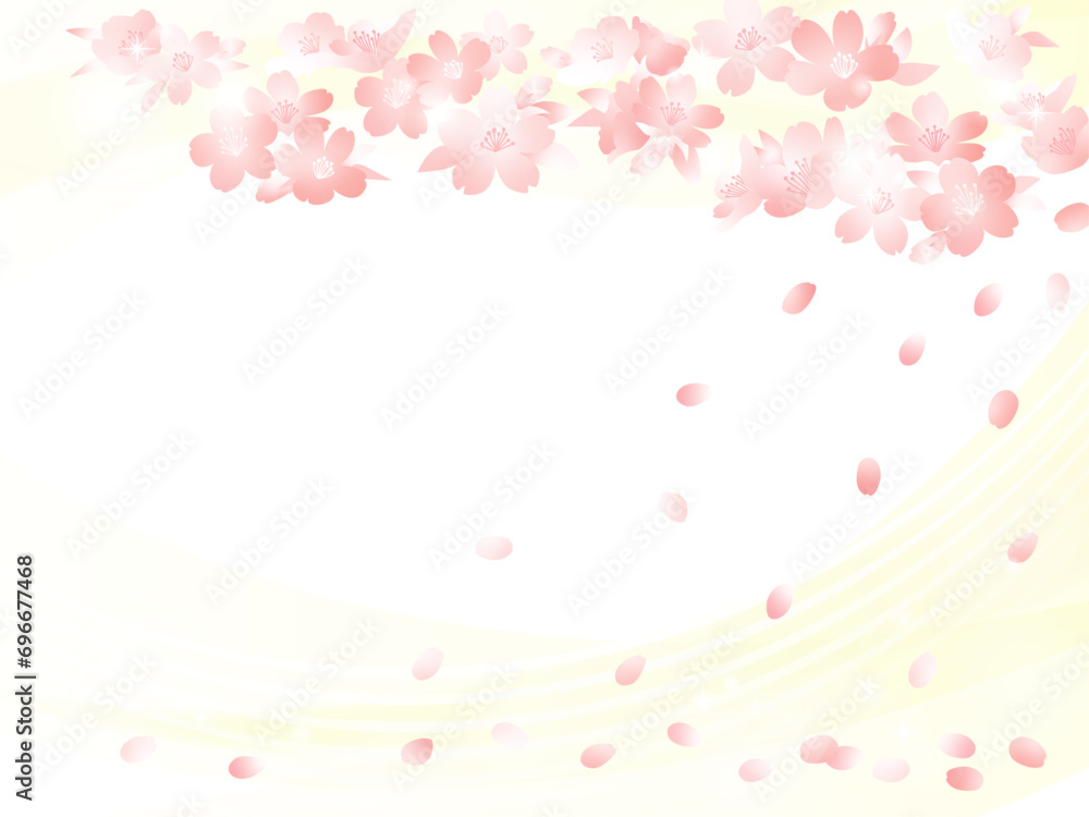 桜の黄色のフレーム、キラキラの花
