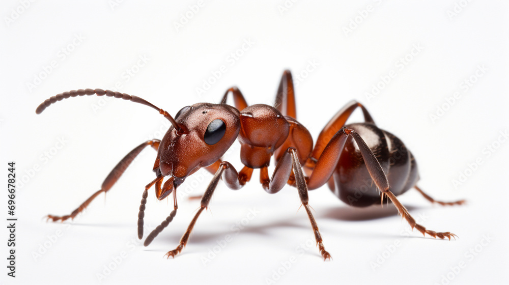 Red wood ant - Formica rufa or southern wood ant, isolated on white. Generative AI Red wood ant - Formica rufa or southern wood ant, isolated on white. Generative AI
