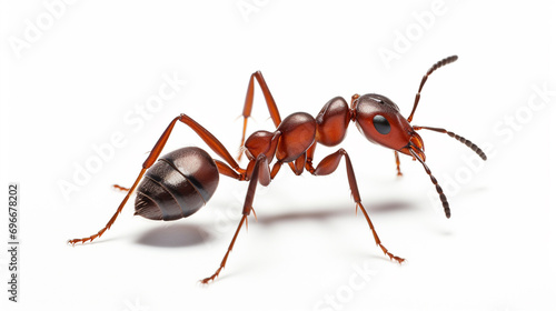 Red wood ant - Formica rufa or southern wood ant, isolated on white. Generative AI