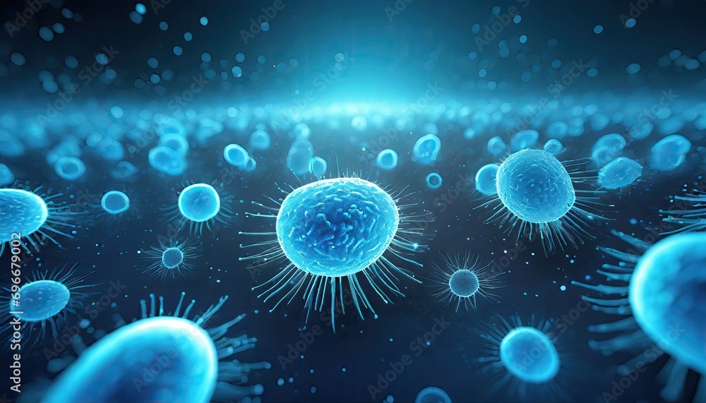 Close up of 3d microscopic blue bacteria. Close up of 3d microscopic blue bacteria.