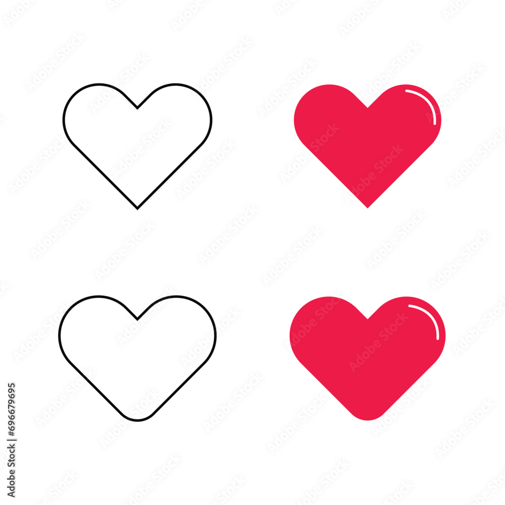 set of hearts isolated on white background vector template.