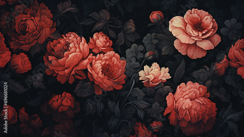 Beautiful flower patterns - Floral background - Generative AI #696681024
