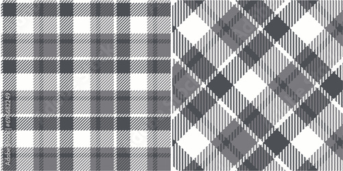 Vector checkered pattern or plaid pattern in gray white . Tartan, textured seamless plat for flannel shirts, duvet covers, other autumn winter textile mills. Vector Format