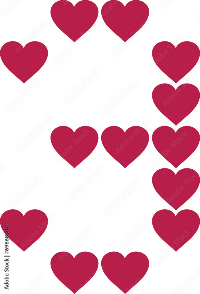 heart valentine alphabet number 3 three heart valentine alphabet number 3 three