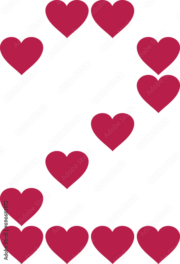heart valentine alphabet number 2 two