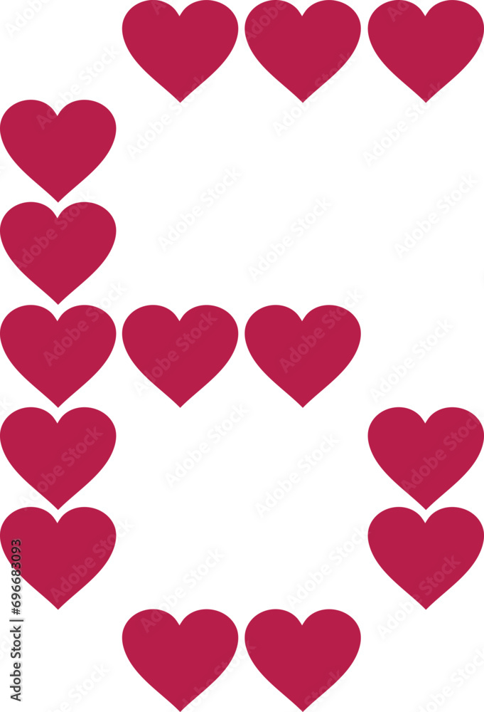 heart valentine alphabet number 6 six