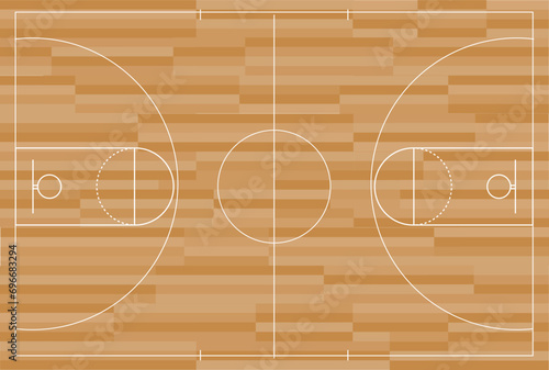 Basketball court floor with line on wood pattern texture background. Basketball field.