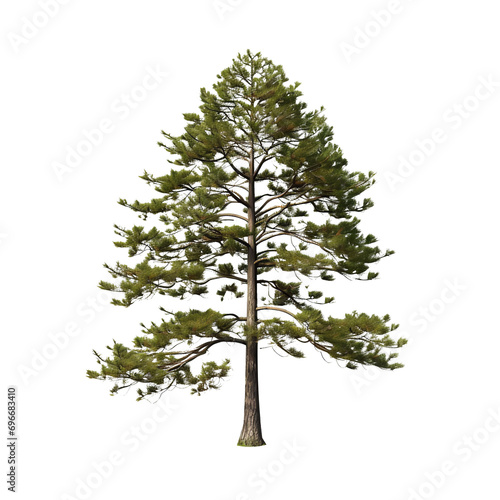 Beautiful Single Pine Tree  isolated on transparent background 