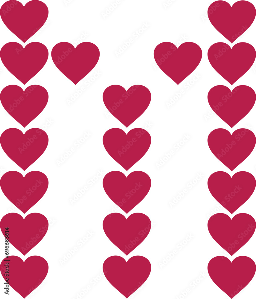heart valentine alphabet uppercase m