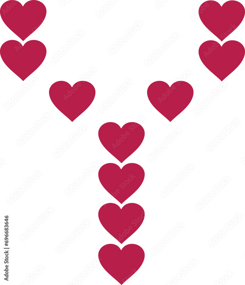 heart valentine alphabet uppercase y