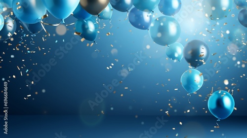 Wallpaper Mural Elegant Blue Happy Birthday Background. Air balloons, Foil balloon Torontodigital.ca