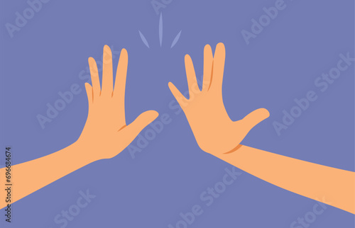 
Hands Making a High Five Gesture Vector Cartoon illustration
Cheerful people successfully closing an agreement in friendship
