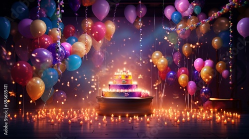 Ignite the birthday vibe with our energetic party setup. Your unique message takes center stage in the expansive copy space.