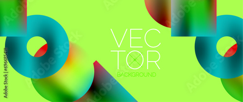 Squares and circles design. Fluid color gradients with metallic effects. Serene synergy of shapes, merging squares and circles into harmonious, captivating design