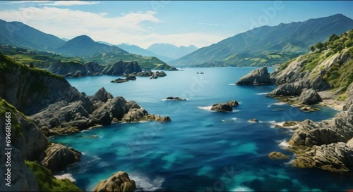 beautiful beach near the mountains